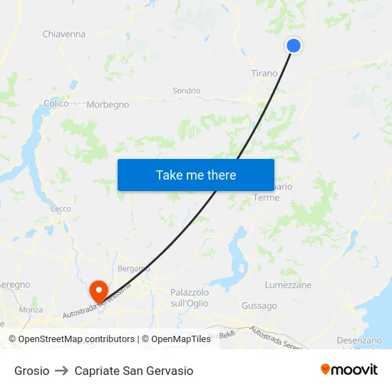 Grosio to Capriate San Gervasio map