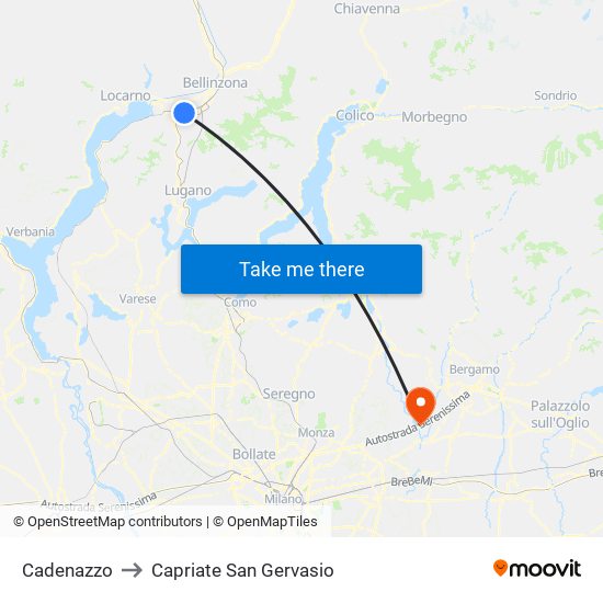 Cadenazzo to Capriate San Gervasio map