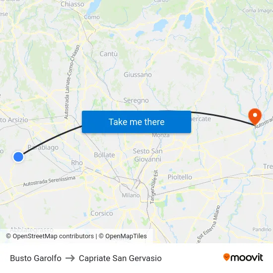 Busto Garolfo to Capriate San Gervasio map