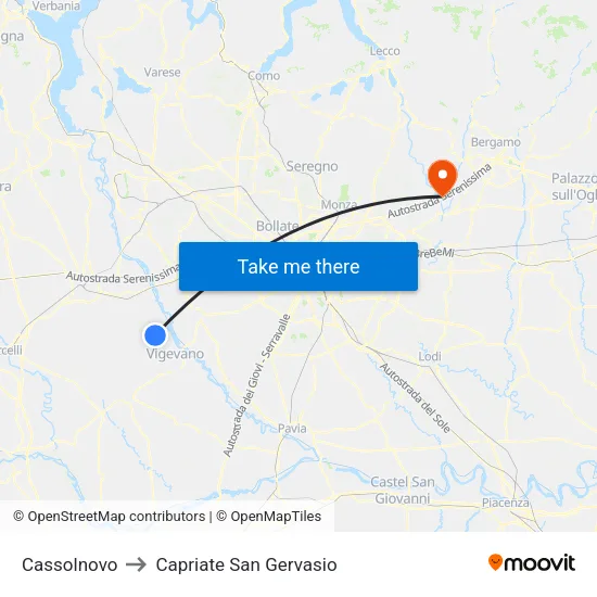 Cassolnovo to Capriate San Gervasio map