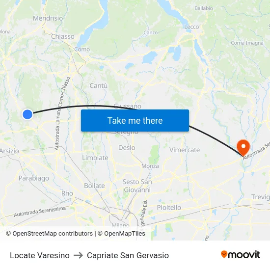 Locate Varesino to Capriate San Gervasio map