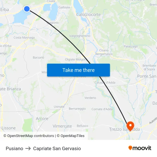 Pusiano to Capriate San Gervasio map
