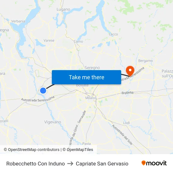 Robecchetto Con Induno to Capriate San Gervasio map