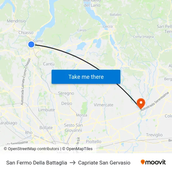 San Fermo Della Battaglia to Capriate San Gervasio map