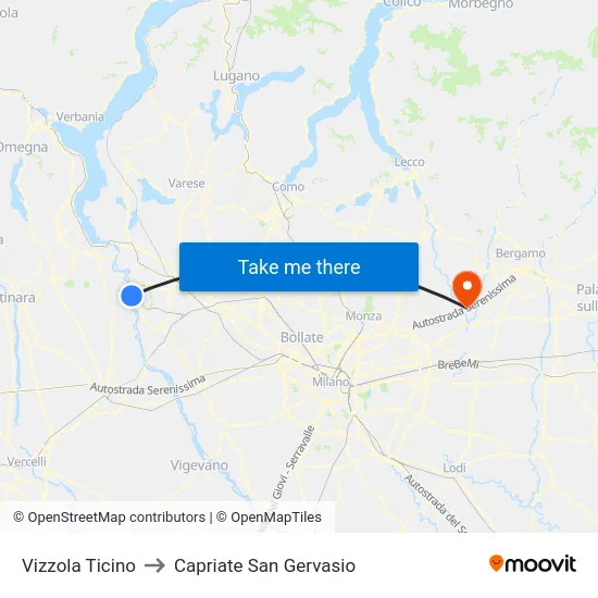 Vizzola Ticino to Capriate San Gervasio map