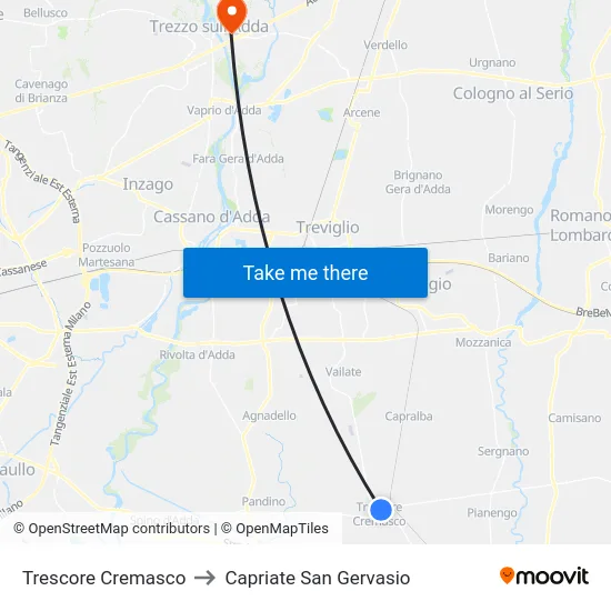 Trescore Cremasco to Capriate San Gervasio map