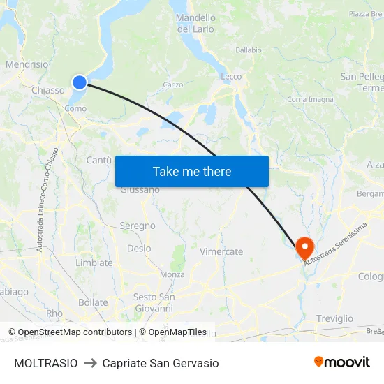 MOLTRASIO to Capriate San Gervasio map