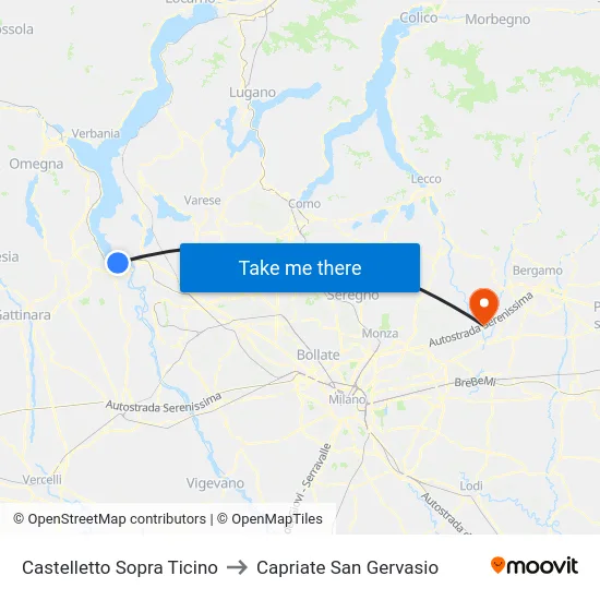Castelletto Sopra Ticino to Capriate San Gervasio map