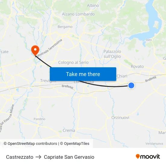 Castrezzato to Capriate San Gervasio map