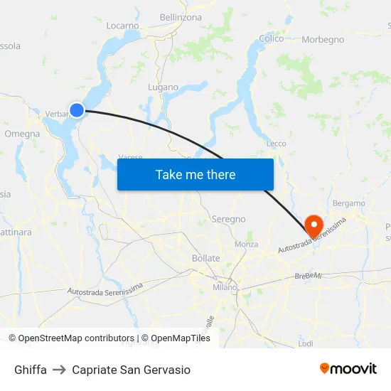 Ghiffa to Capriate San Gervasio map