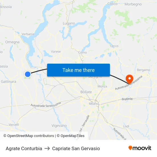 Agrate Conturbia to Capriate San Gervasio map