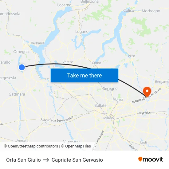Orta San Giulio to Capriate San Gervasio map