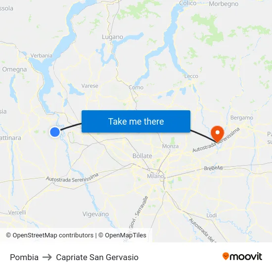 Pombia to Capriate San Gervasio map