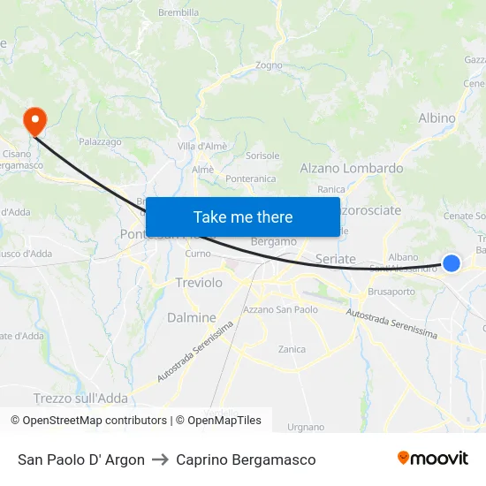 San Paolo D' Argon to Caprino Bergamasco map