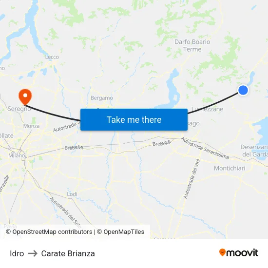 Idro to Carate Brianza map