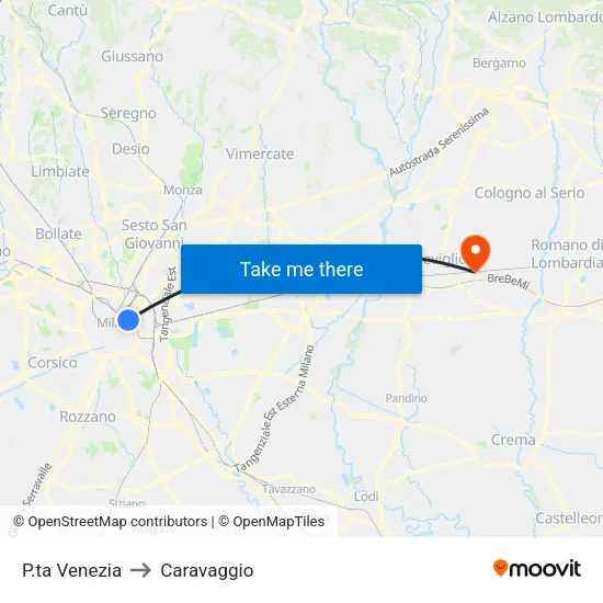 Venice Gate to Caravaggio map