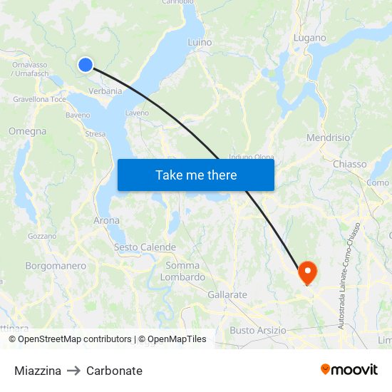 Miazzina to Carbonate map