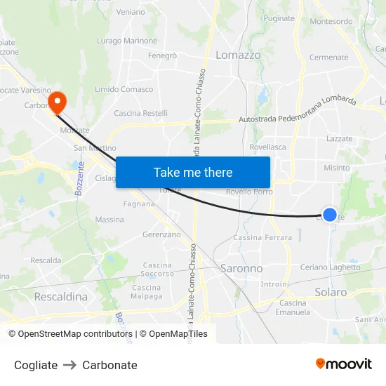 Cogliate to Carbonate map