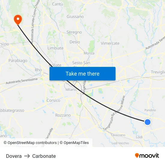 Dovera to Carbonate map