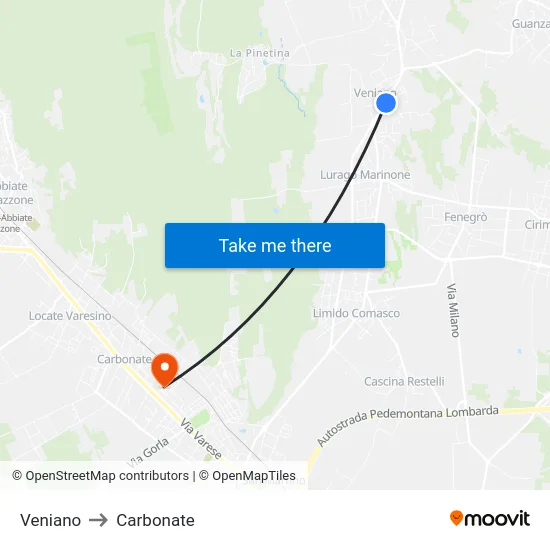 Veniano to Carbonate map