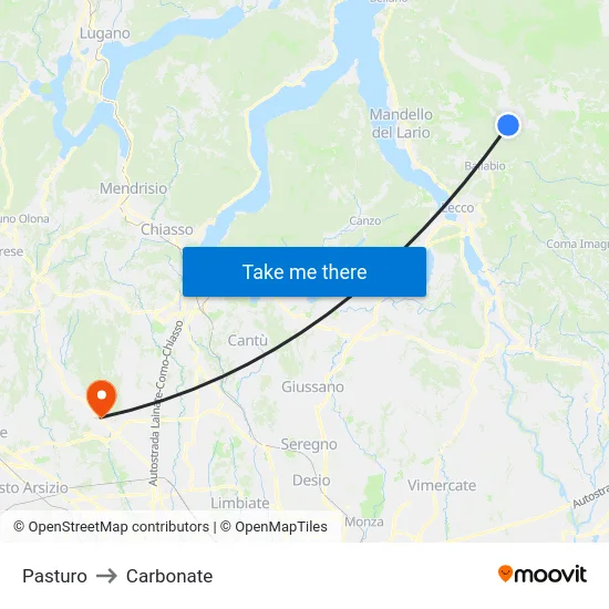Pasturo to Carbonate map