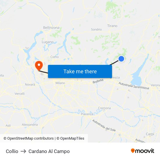 Collio to Cardano Al Campo map