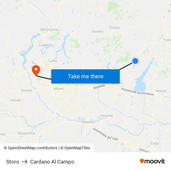 Storo to Cardano Al Campo map