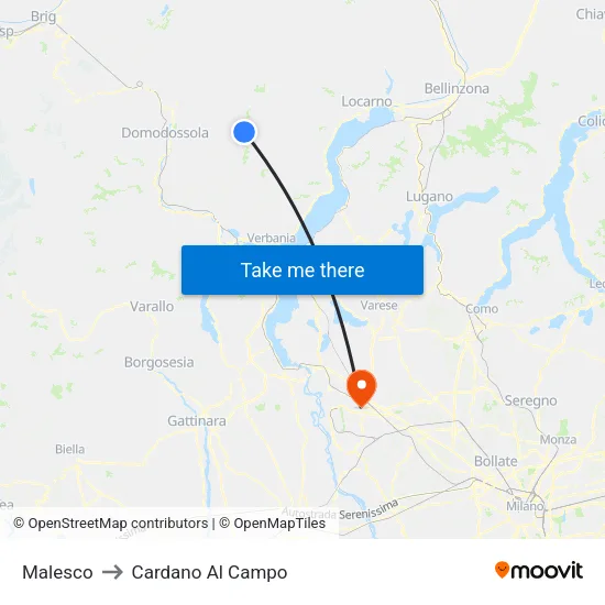 Malesco to Cardano Al Campo map
