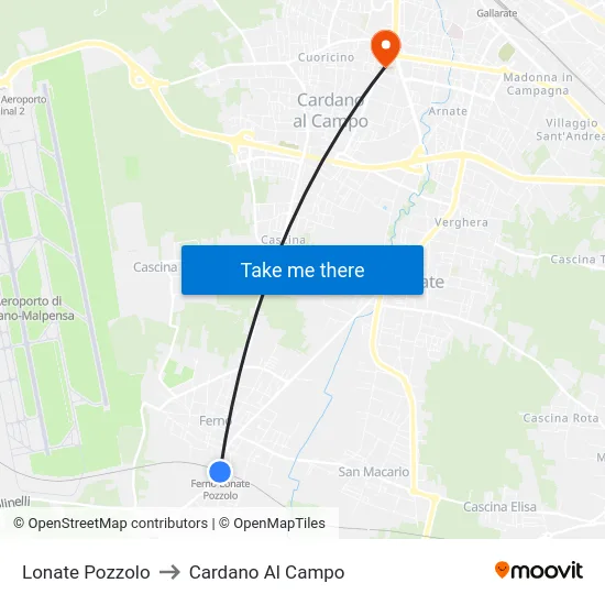 Lonate Pozzolo to Cardano Al Campo map