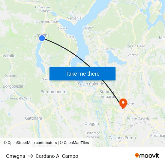 Omegna to Cardano Al Campo map