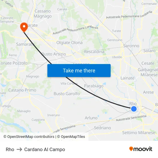Rho to Cardano Al Campo map