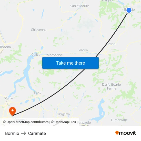 Bormio to Carimate map