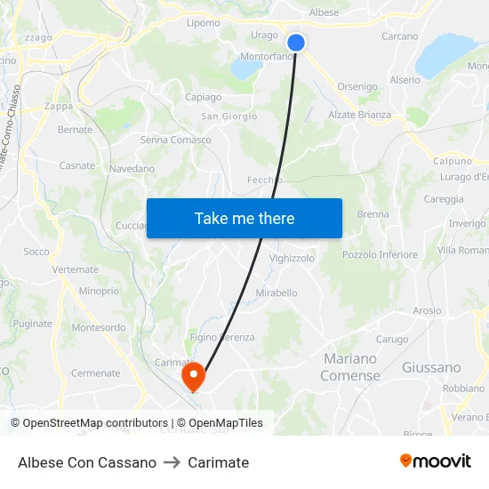 Albese con Cassano to Carimate map