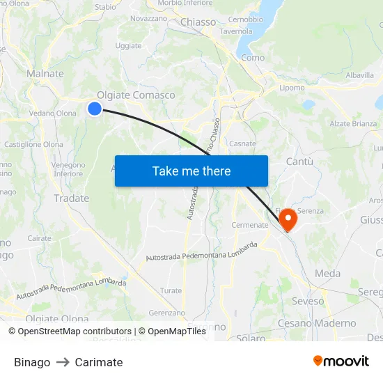 Binago to Carimate map