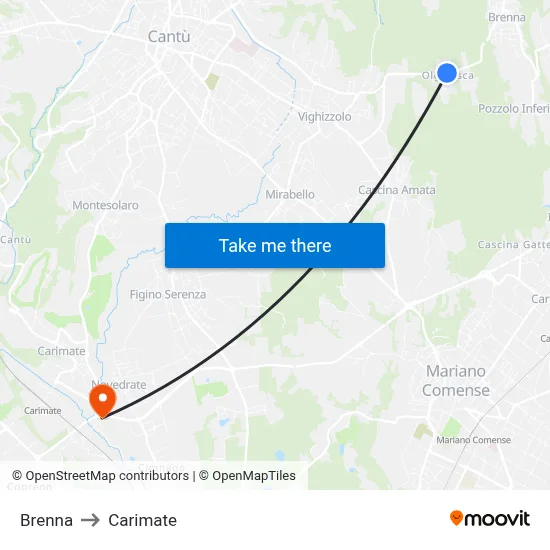 Brenna to Carimate map