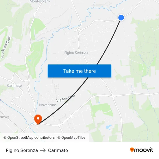 Figino Serenza to Carimate map