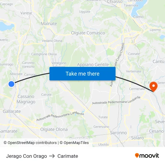Jerago con Orago to Carimate map