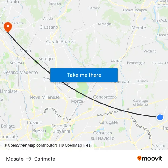 Masate to Carimate map