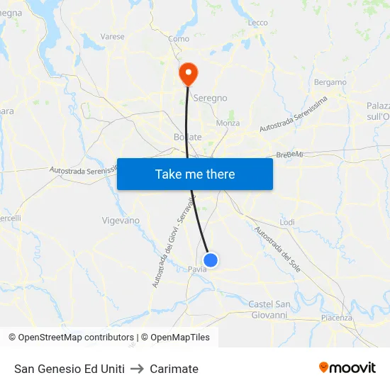 San Genesio Ed Uniti to Carimate map