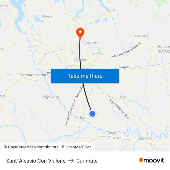 Sant' Alessio Con Vialone to Carimate map