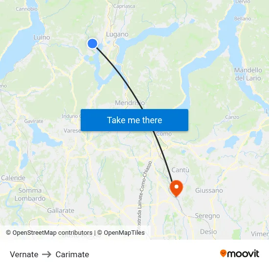 Vernate to Carimate map