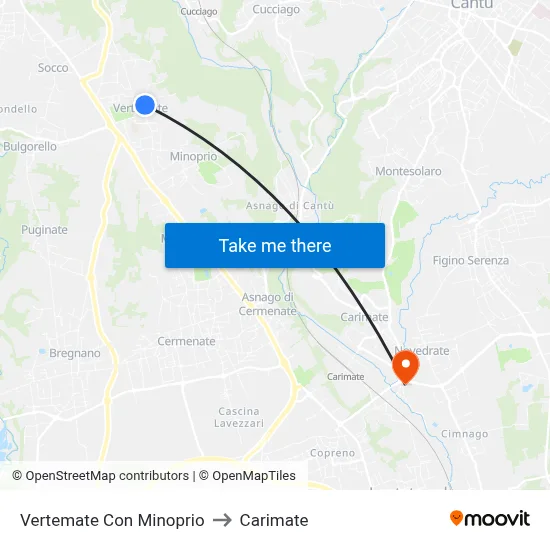 Vertemate Con Minoprio to Carimate map