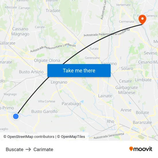 Buscate to Carimate map