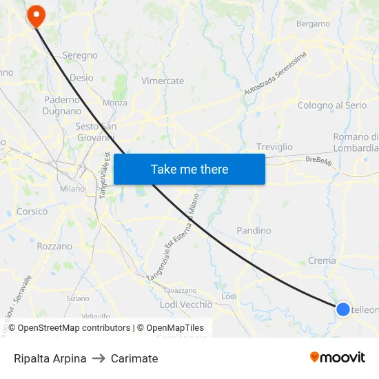 Ripalta Arpina to Carimate map