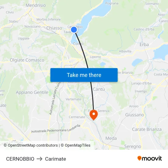 CERNOBBIO to Carimate map