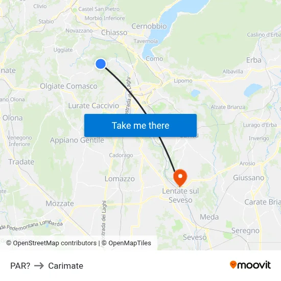 Parre to Carimate map
