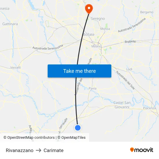 Rivanazzano to Carimate map