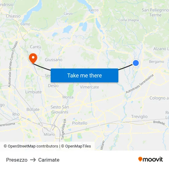 Presezzo to Carimate map