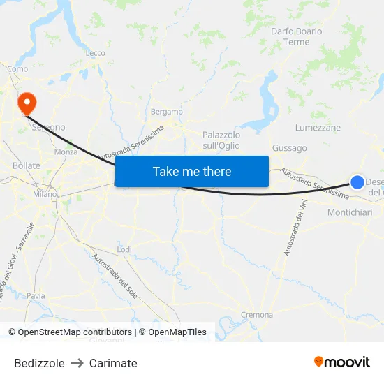 Bedizzole to Carimate map