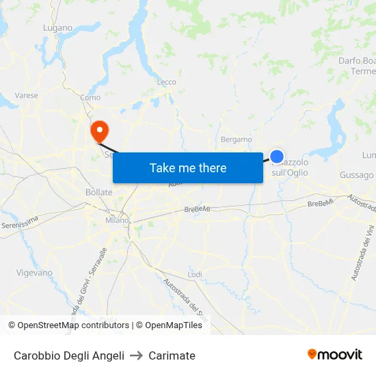 Carobbio Degli Angeli to Carimate map